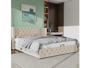 Lit coffre 140x200 cm COVREO    coloris beige