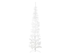 Demi sapin de noël, arbre de noël artificiel mince avec support blanc 240 cm