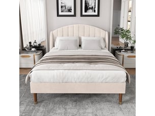 Lit avec rangement 140x190 cm coloris beige
