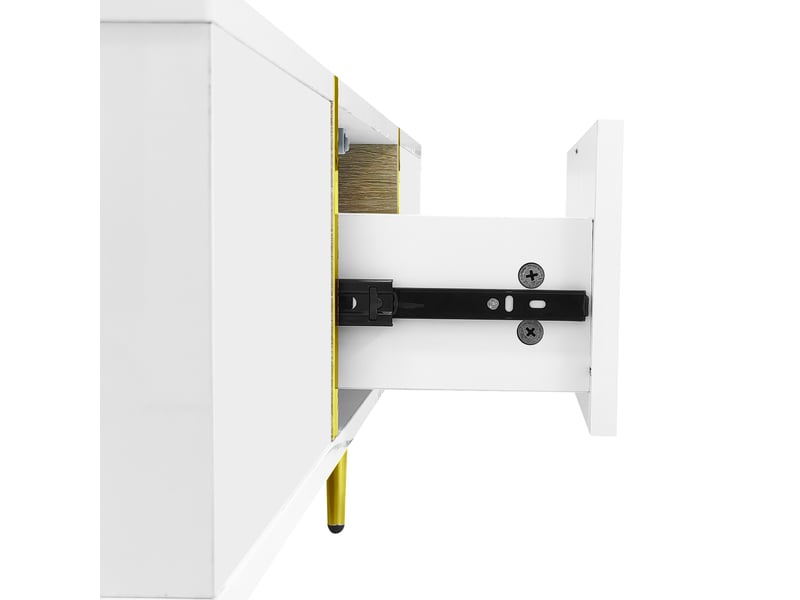  Ensemble armoire tv et table basse - blanc brillant - 170x35x46 cm - 100x60x41,5 cm - charnières amortissantes  - Conforama E