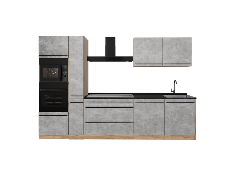  Vicco cuisine, bétonchêne doré, 310cm plan de travail anthracite  - Conforama A