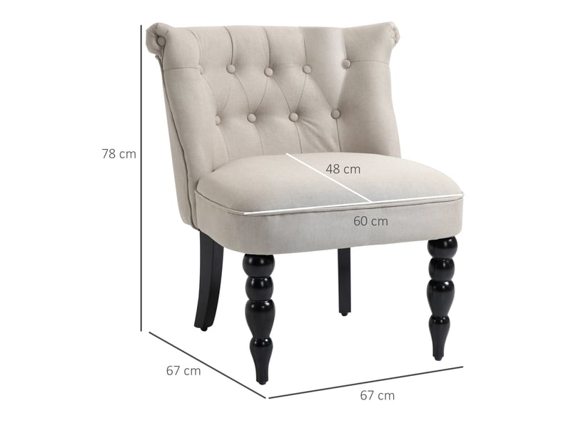  Fauteuil de relaxation vintage beige en lin 67 x 67 x 78 cm  - Conforama C