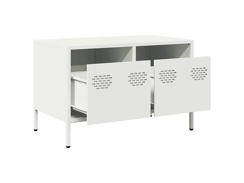  Meuble tv - banc tv - meuble de rangement blanc 68x39x43,5 cm acier laminé à froid  - Conforama E