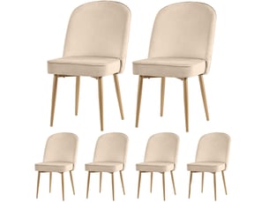 Lot de 6 chaises de salle à manger 50x62x89 cm – beige et doré – velours, pieds métal antidérapants