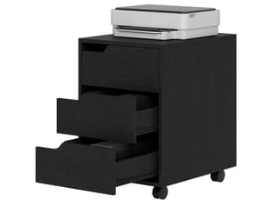 Caisson de bureau à roulettes, 3 tiroirs, meuble de bureaud'étude, 40 x 50 x 57,5 cm, noir