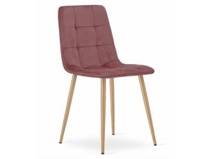 Chaise kara en velours rose avec pieds effet bois
