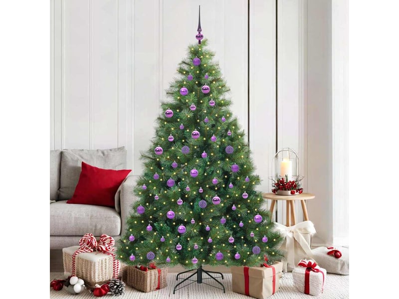  Sapin de noël artificiel, arbre de noël avec 300 led vert 180 cm pe et pvc shl4356  - Conforama B