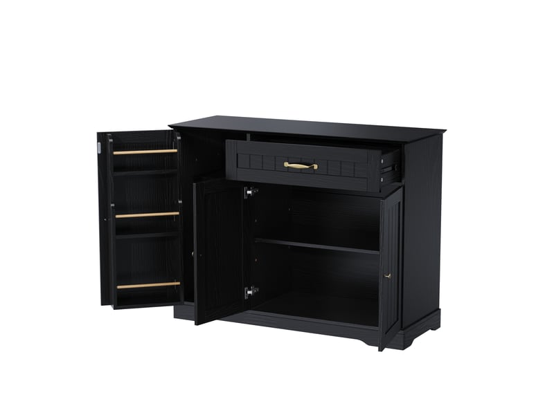  Buffet avec 3 portes et 1 tiroir noir en mdf  - Conforama A