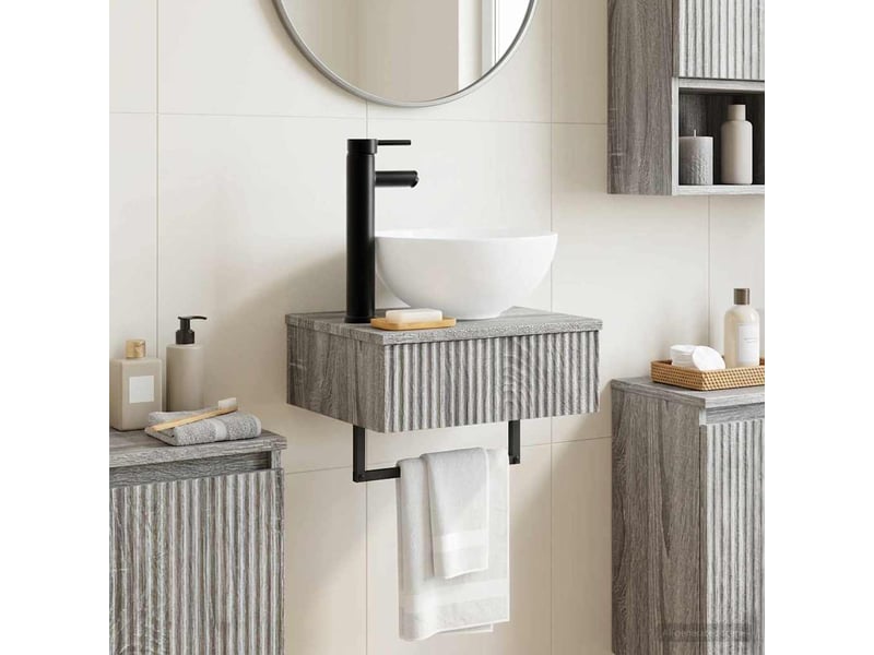  Basin de lavage mural, lavabo sonoma gris 40x35x39 cm  - Conforama B