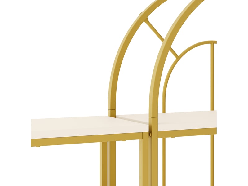  Bibliothèque modulaire haute 163x30x184 cm, anti-basculement, pour salon, cuisine et bureau, mdf, métal, doré et blanc  - Conforama E