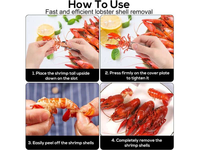  4pcs éplucheur de crevettes, acier inoxydable éplucheur rapide queues crevettes accessoires pratiques pour cuisine restaurant événements plein air CSTY-0010088TY - Conforama E