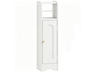 Meuble salle de bain meuble toilettes wc rangement étroit avec étagère réglable gain de place pour petits blanc espaces