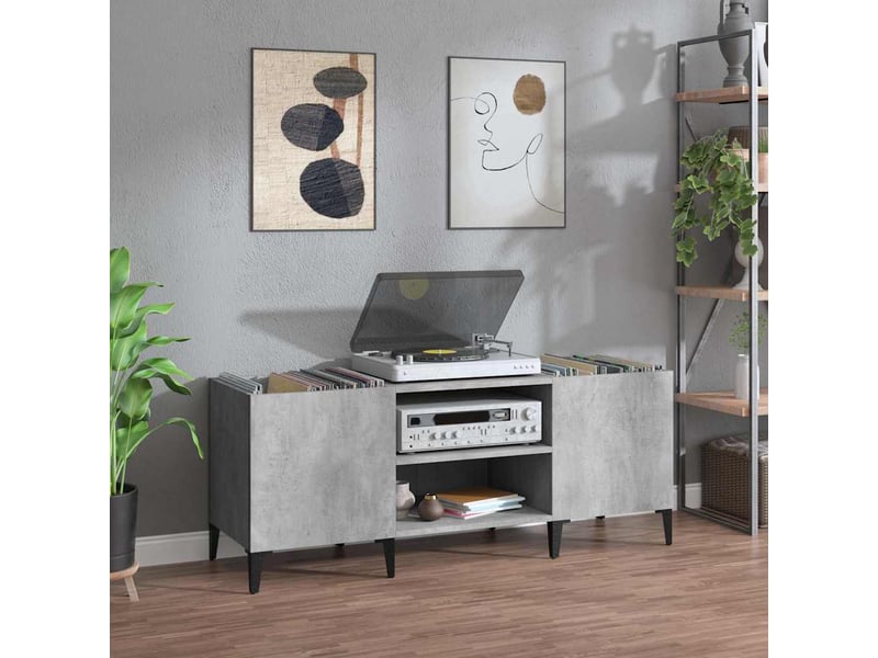  Armoire à disques, armoire de rangement gris béton 121x38x48 cm bois d'ingénierie  - Conforama B