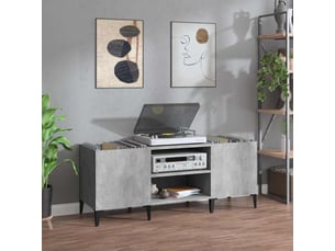 Armoire à disques, armoire de rangement gris béton 121x38x48 cm bois d'ingénierie