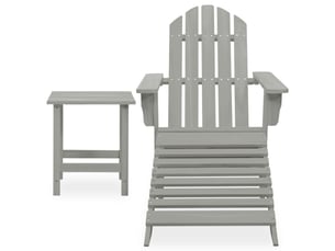Chaise de jardin, chaise d'extérieur adirondack avec pouf et table sapin gris