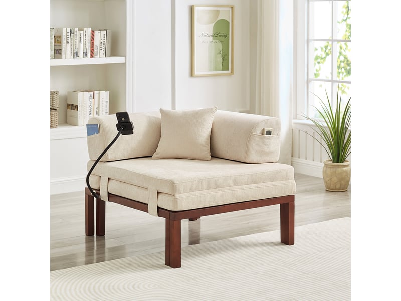  Canapé convertible, canapé-lit — 1 place, lit gigogne, beige  - Conforama D