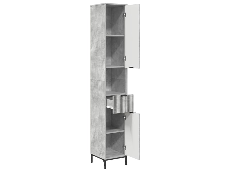 Cabinet de salle de bain, armoire salle de bain gris béton 31,5 x 33 x 190 cm cf65365 - Conforama E