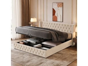 Lit coffre 140x190 cm coloris beige