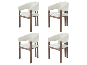 Chaises avec accoudoirs 4 pièces, accoudoirs ergonomiques, métal et lin, coloris noyer et beige