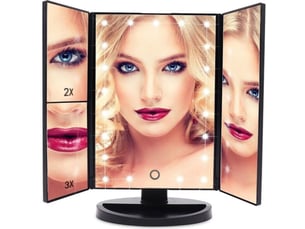 Miroir maquillage led 21 lampes 3 niveaux luminosite triple grossissement 2x 3x controle tactile