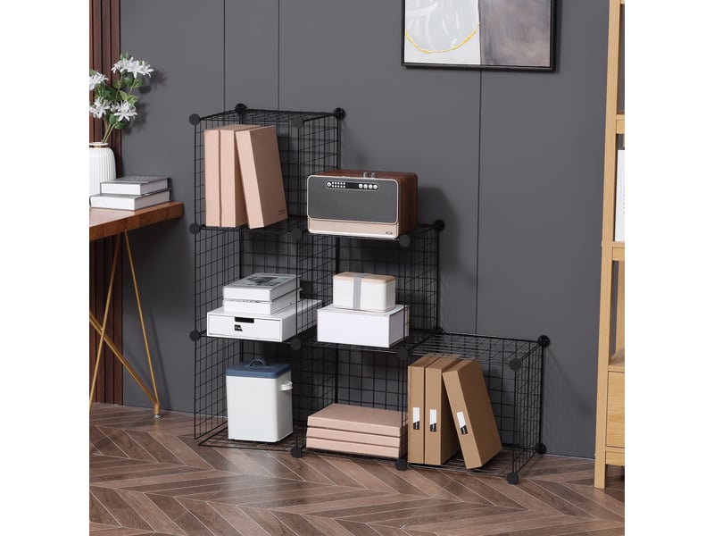  Étagère cubique en métal, meuble de rangement modulable pour vêtements, livres, jouets, flexible, 109 cm (l) x 37 cm (l) x 109 cm (h), noir  - Conforama D