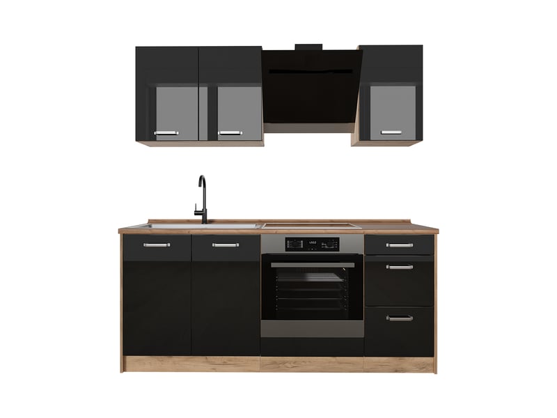 Vicco cuisine, noir haute brillancechêne doré, 180cm sans plan de travail - Conforama A