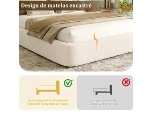 Lit coffre 180x200 cm KORFEE coloris beige