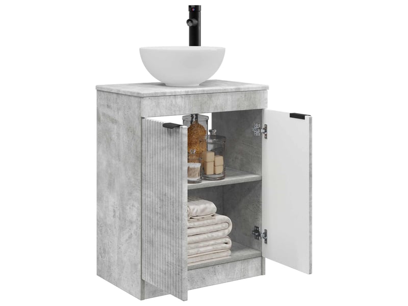 Meuble salle de bain avec évier, meuble de rangement gris béton 54x35x83 cm shl8527  - Conforama C