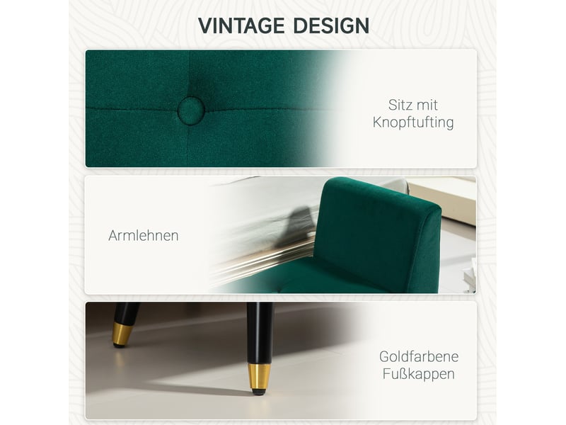  Banc coffre tcqpz avec accoudoirs 107 x 42 x 65 cm polyester aspect velours vert  - Conforama D