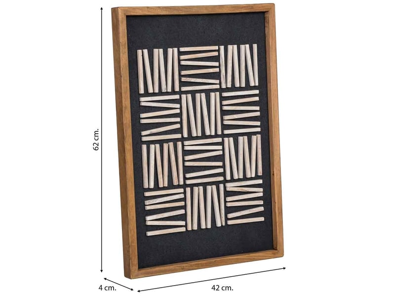  Tableau artisanal en bois recyclé relief noir et blanc 42x4x62 cm h  - Conforama C