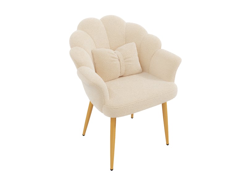 Lot de 6 fauteuils 64x65,5x85 cm avec dossier pétale et pieds dorés, beige - Conforama E
