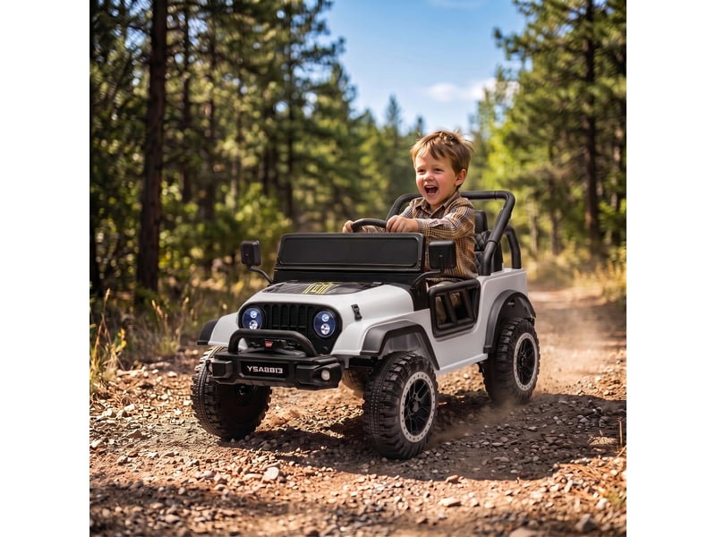  Voiture électrique enfants 12v télécommande 2,4g phares blanc  - Conforama C