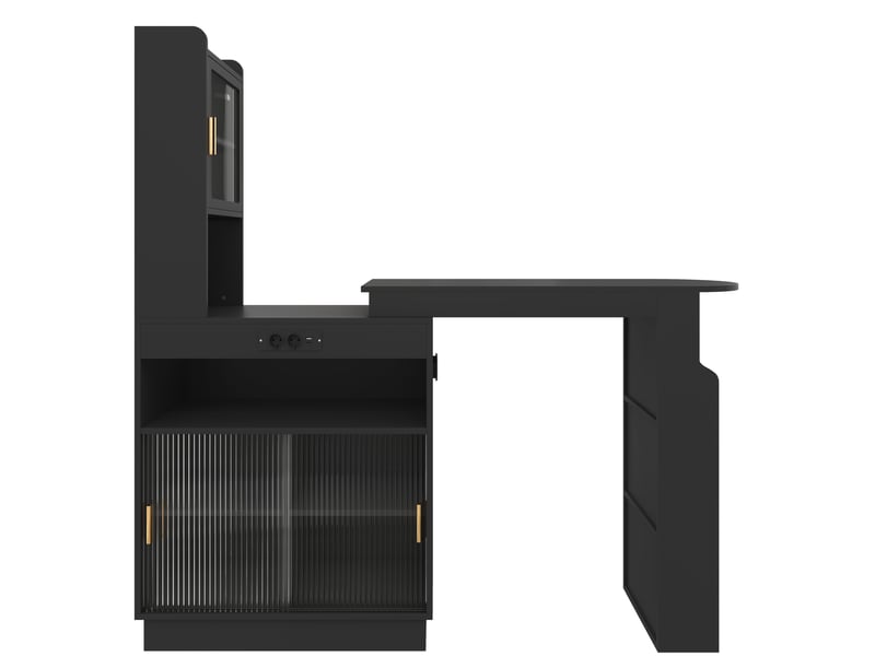  Table bar extensible avec rangements et led 131-170x40x170 cm mdf noir  - Conforama D