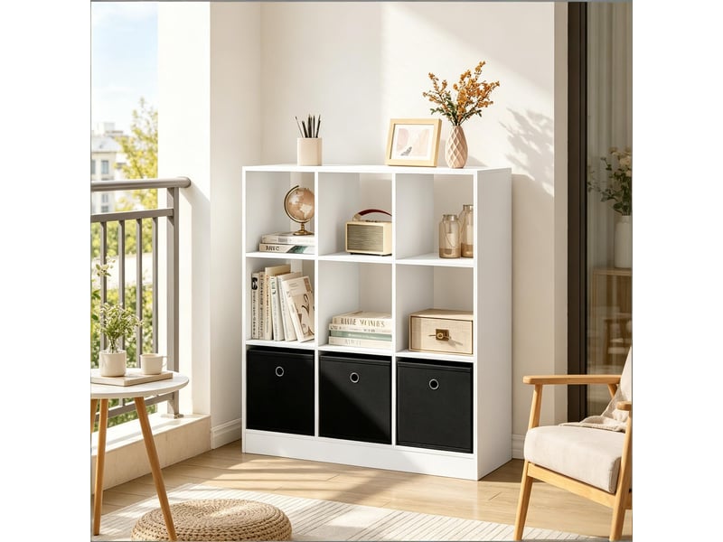  Bibliothèque cube spacieuse, étagère rangement sur pied, meuble salon et cuisine polyvalent  - Conforama B