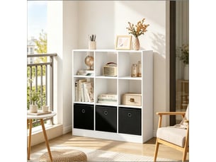 Bibliothèque cube spacieuse, étagère rangement sur pied, meuble salon et cuisine polyvalent