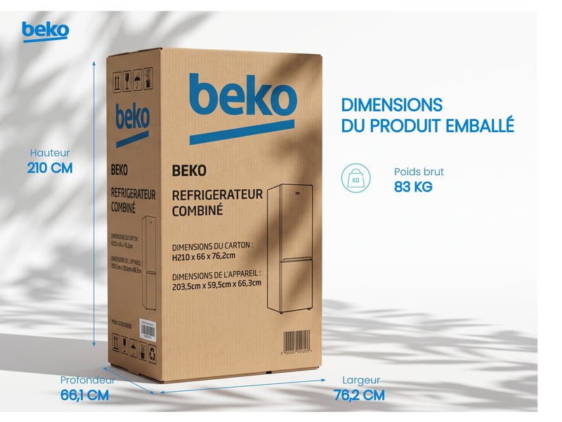 Réfrigérateur combiné (congélateur en bas) BEKO B5RCNE406HXBR - Conforama Q