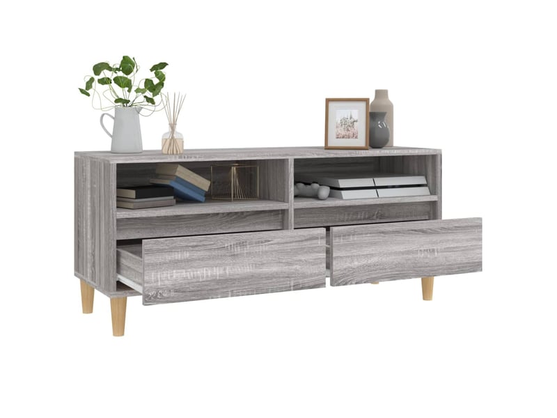  Meuble tv - banc tv - meuble de rangement sonoma gris 100x34,5x44,5 cm bois d'ingénierie  - Conforama E