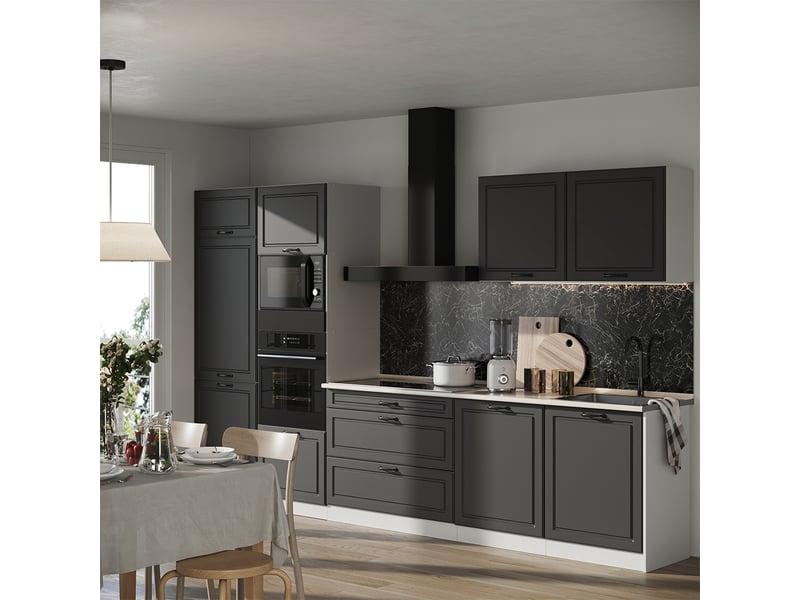 Vicco cuisine, anthracite campagneblanc, 340cm plan de travail chêne doré - Conforama C