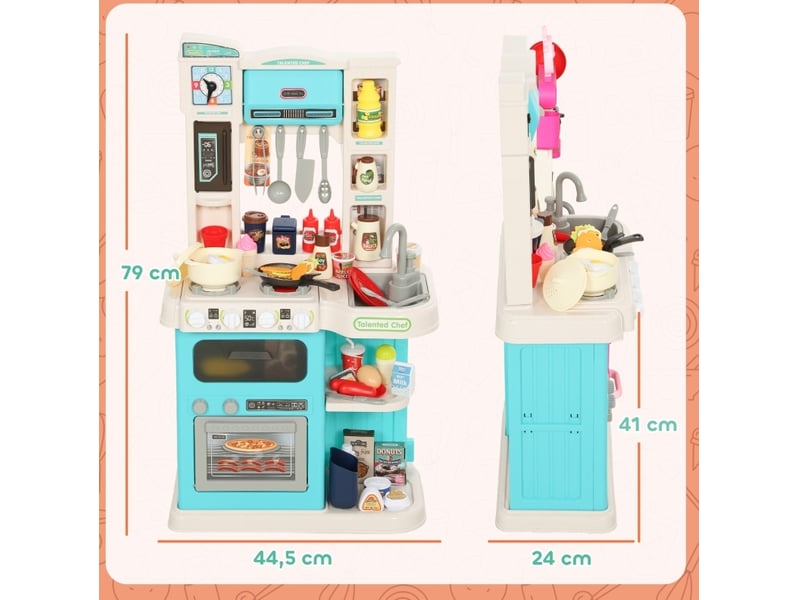  Cuisine enfant 92 pièces 44,5 x 24 x 79 cm – verte – évier, robinet, effets lumineux et sonores  - Conforama C