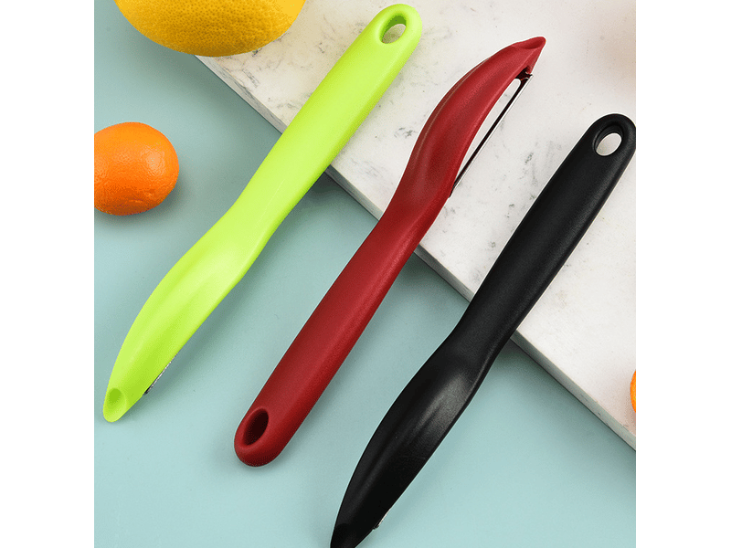 3 éplucheurs (17,5 cm) — dont un éplucheur à tomates — en acier inoxydable et plastique; compatibles lave-vaisselle - Conforama B