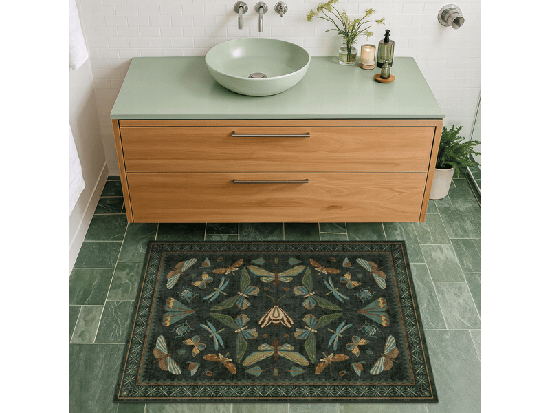  Tapis d'entrée 60 x 90 cm, vert foncé, petit tapis décoratif pour cuisine, lavable, antidérapant et antitache  - Conforama C