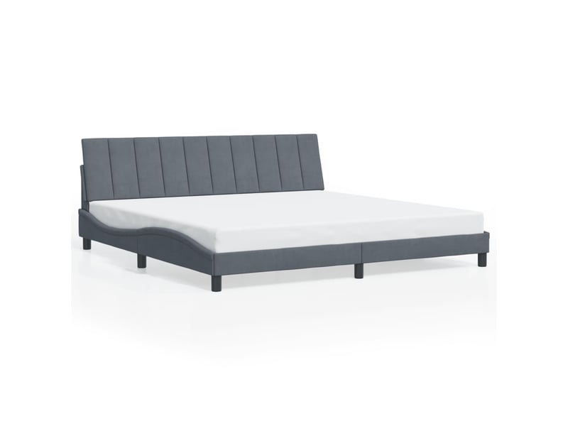  Lit double- lit adulte -  cadre de lit avec led sans matelas hanko gris foncé 200x200 cm velours  - Conforama D