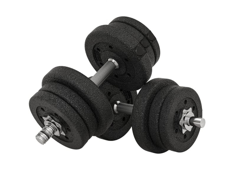  Set d'haltères 25 kg noir en acier et plastique, pour exercices de renforcement à domicile et en salle  - Conforama A
