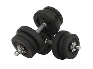 Set d'haltères 25 kg noir en acier et plastique, pour exercices de renforcement à domicile et en salle
