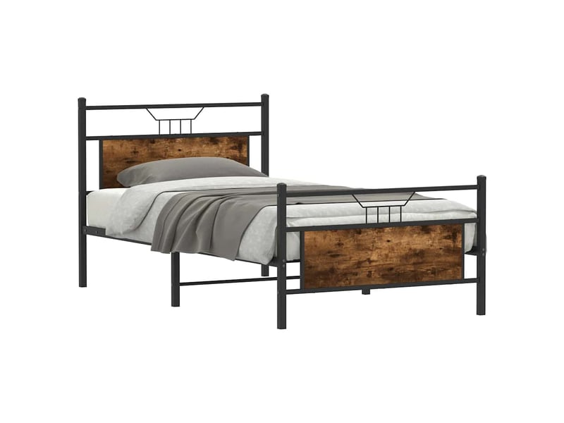  Lit simple- lit adulte -  cadre de lit sans matelas chêne fumé 100x200 cm bois ingénierie  - Conforama B