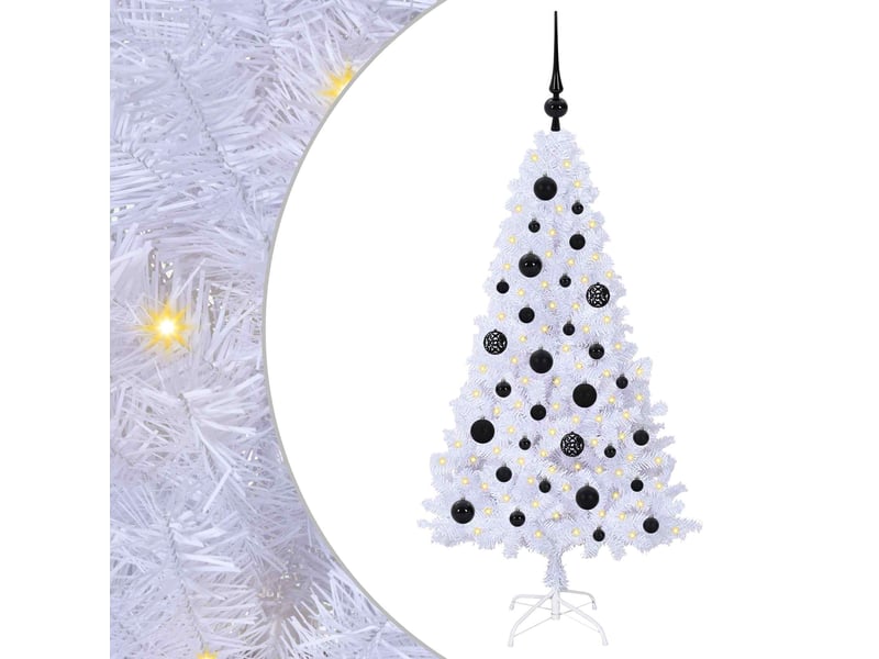  Sapin de noël artificiel, arbre de noël blanc 120 cm pvc et acier shl1280  - Conforama A