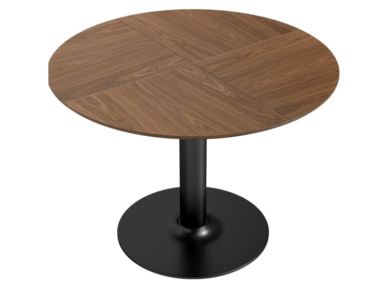  Table ronde 110 cm marron bois et métal, 6 personnes, base centrale pour salle à manger  - Conforama A