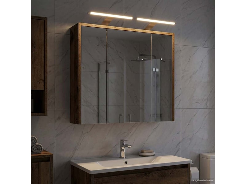  Armoire miroir de salle de bain, cabinet de salle de bain bois ancien 63,5 x 16 x 62,5 cm cf65147  - Conforama D