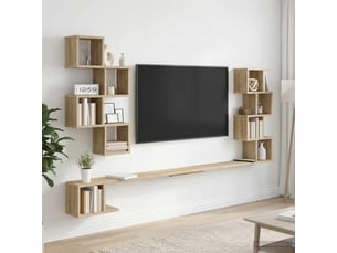 Étagère murale pour téléviseur, meuble tv chêne sonoma 200 x 15 x 94 cm cf42605