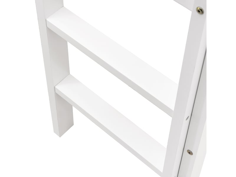 Lit superposé enfant 90x200 cm avec petite étagère et tableau noir, un seul sommier, bois, blanc, sans matelas - Conforama D